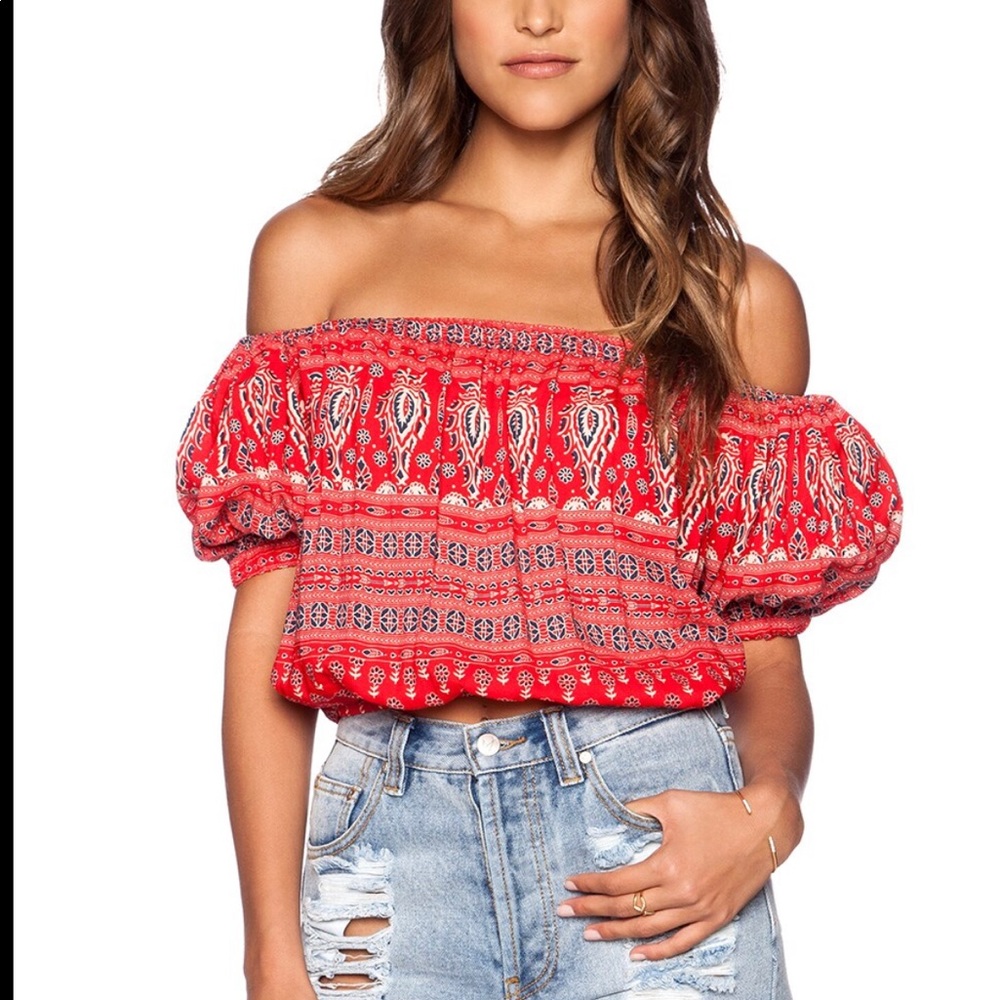 SPELL Gypsiana off-shoulder crop top
